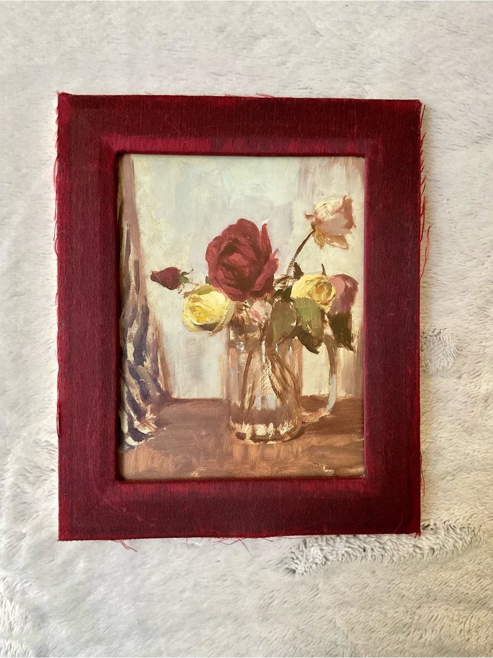 Framed EDWARD BRIAN SEAGO Print “Roses in a Glass Jug”